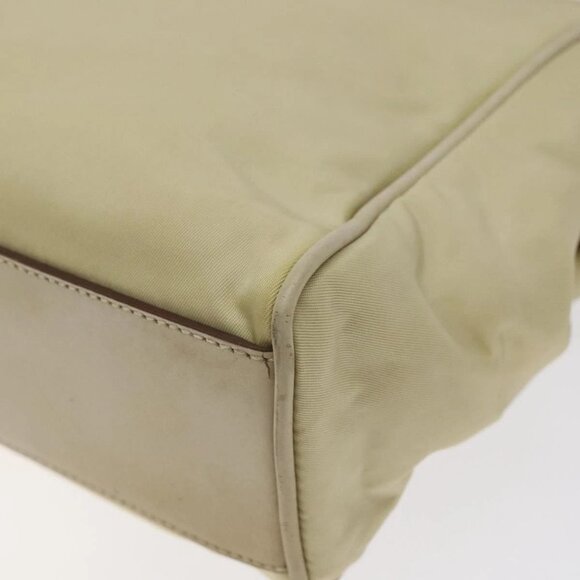 PRADA Hand Bag Nylon Leather Beige Gold Auth 129935 - Picture 5 of 16
